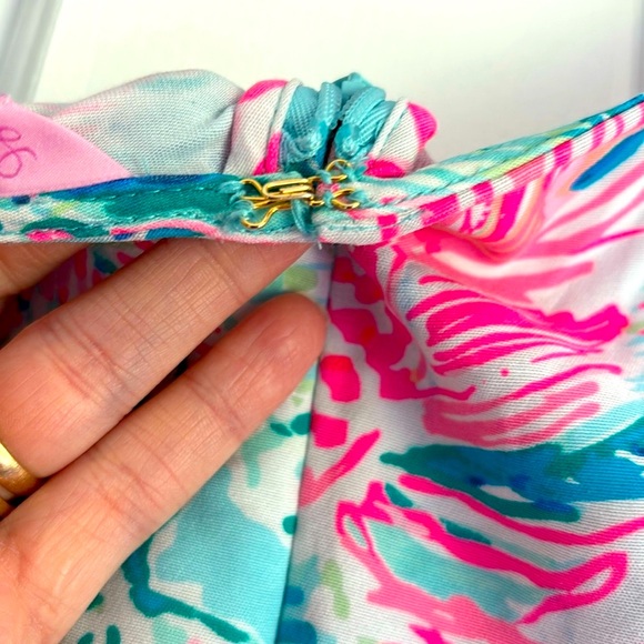 🐟 {L} LILLY PULITZER Donna Tunic Serene Blue Pink Gypsea Fish ⭐️FINAL PRICE⭐️ - Picture 11 of 13